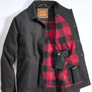 Concealed Carry Flannel Lined Canvas Shirt Jacket - Black | Large